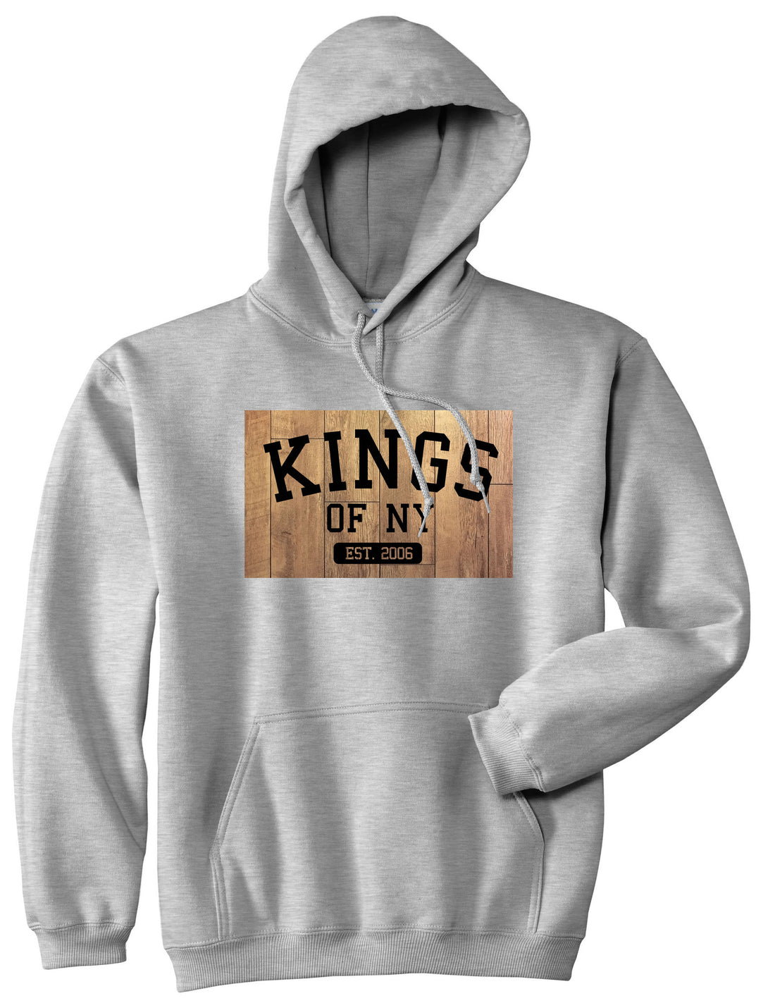 Hardwood Basketball Logo Pullover Hoodie Hoody in Grey by Kings Of NY