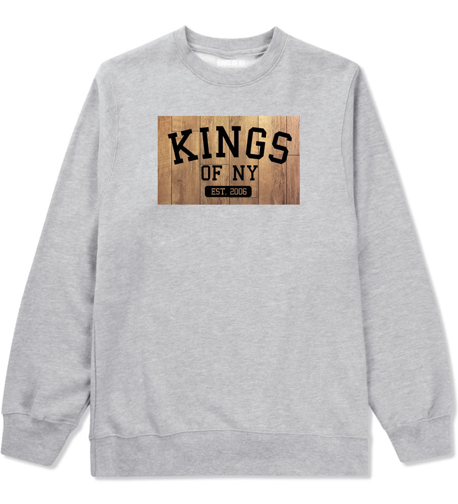 Hardwood Basketball Logo Boys Kids Crewneck Sweatshirt in Grey by Kings Of NY