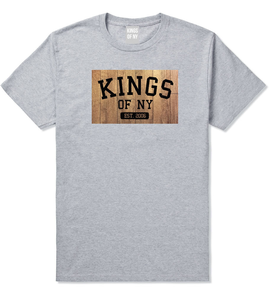 Hardwood Basketball Logo Boys Kids T-Shirt in Grey by Kings Of NY