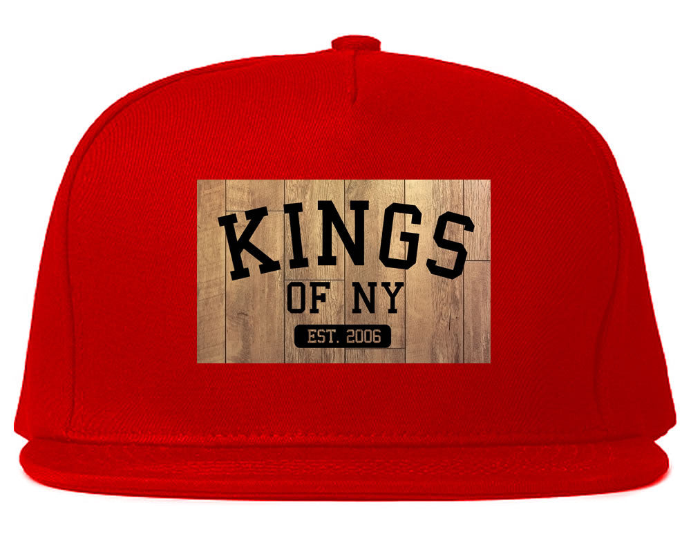 Hardwood Basketball Logo Snapback Hat in Red by Kings Of NY
