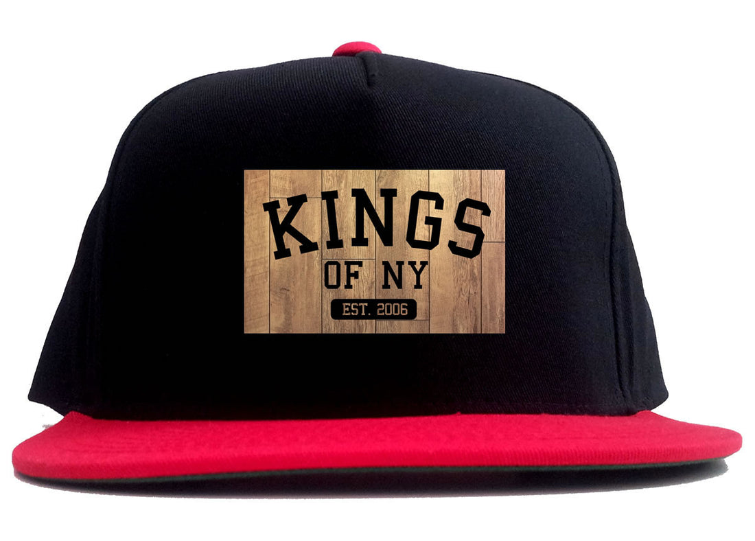 Hardwood Basketball Logo 2 Tone Snapback Hat in Black and Red by Kings Of NY