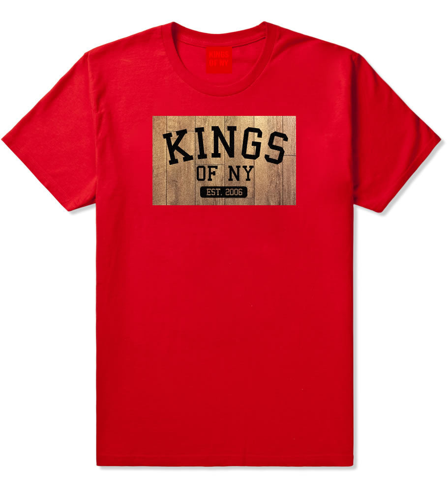 Hardwood Basketball Logo Boys Kids T-Shirt in Red by Kings Of NY