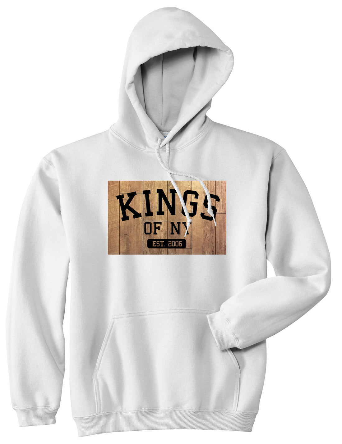 Hardwood Basketball Logo Pullover Hoodie Hoody in White by Kings Of NY