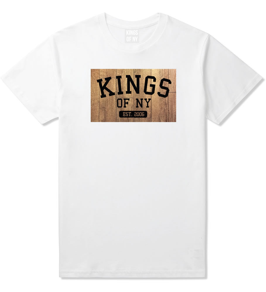 Hardwood Basketball Logo T-Shirt in White by Kings Of NY