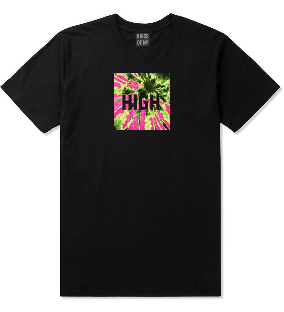 High Pink Tie Dye T-Shirt in Black By Kings Of NY