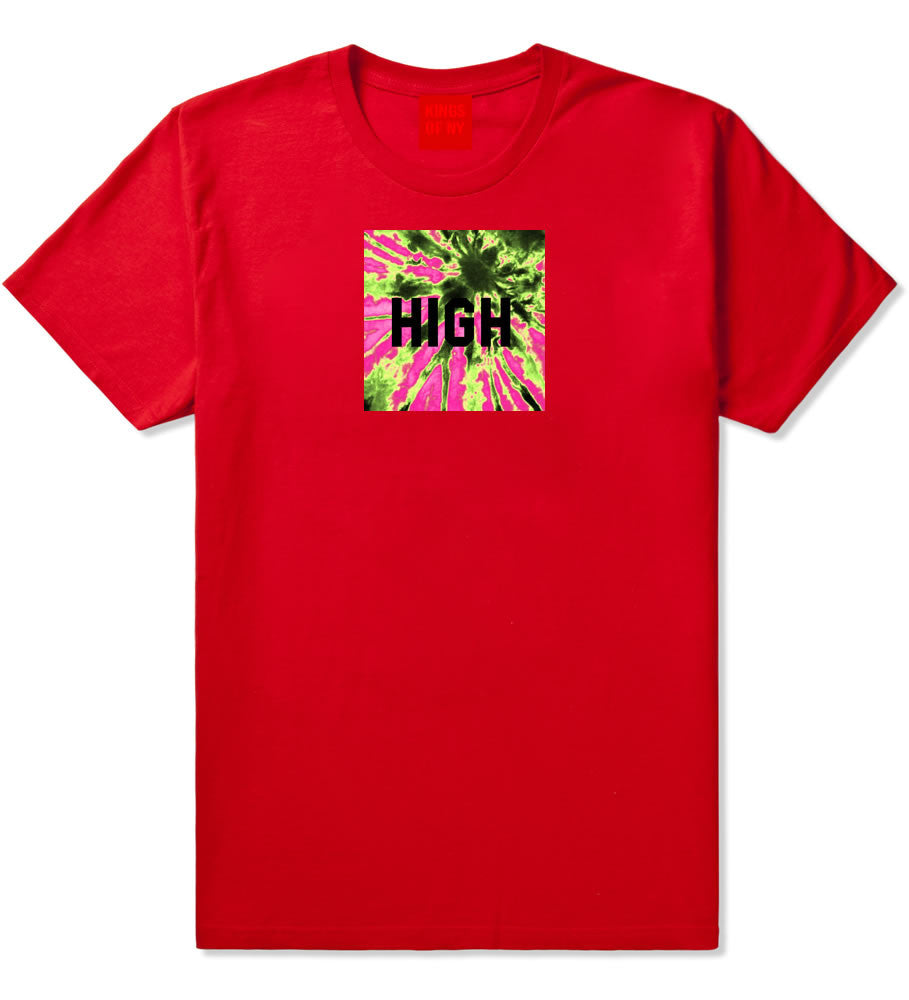 High Pink Tie Dye T-Shirt in Red By Kings Of NY