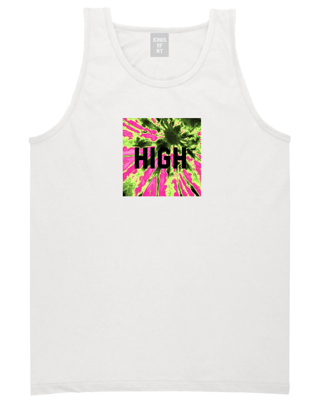 High Pink Tie Dye Tank Top in White By Kings Of NY