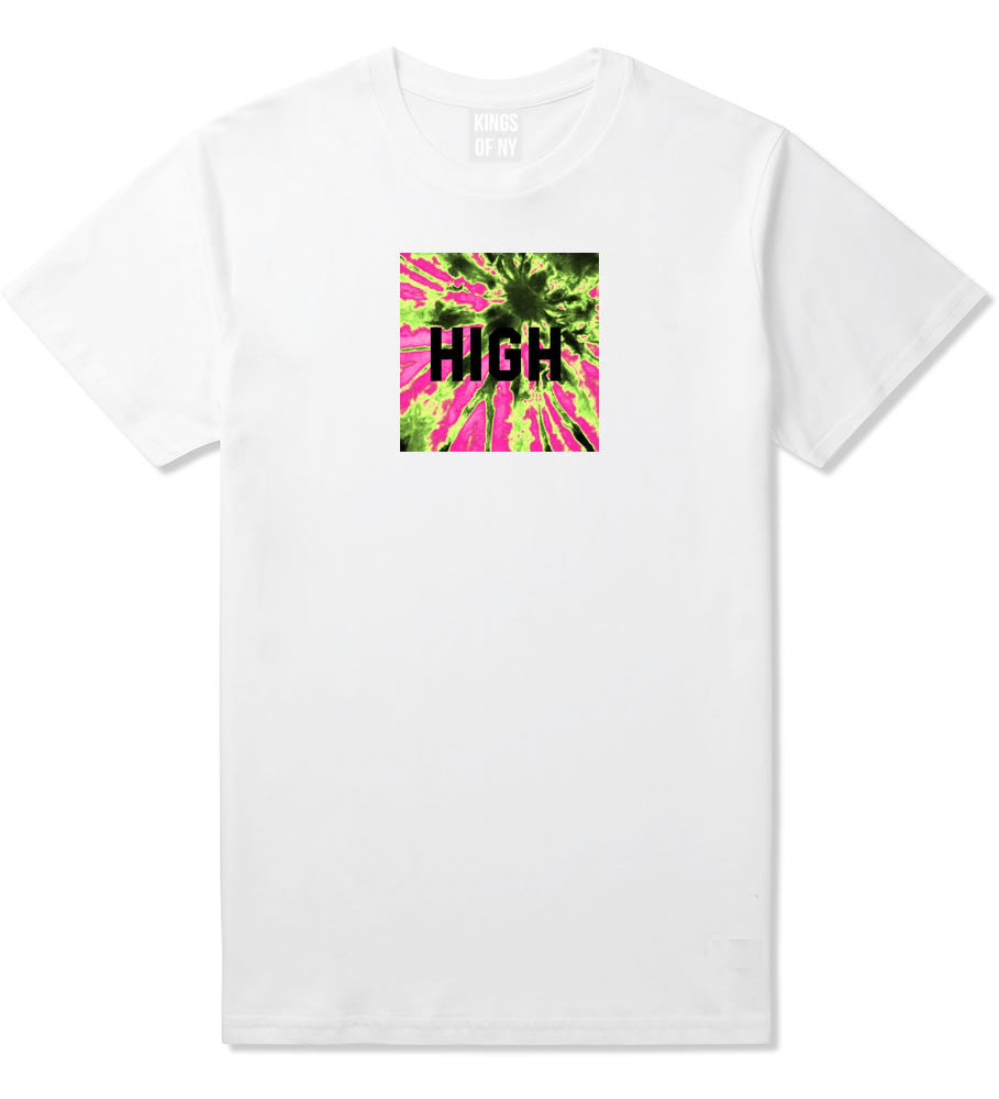 High Pink Tie Dye T-Shirt in White By Kings Of NY