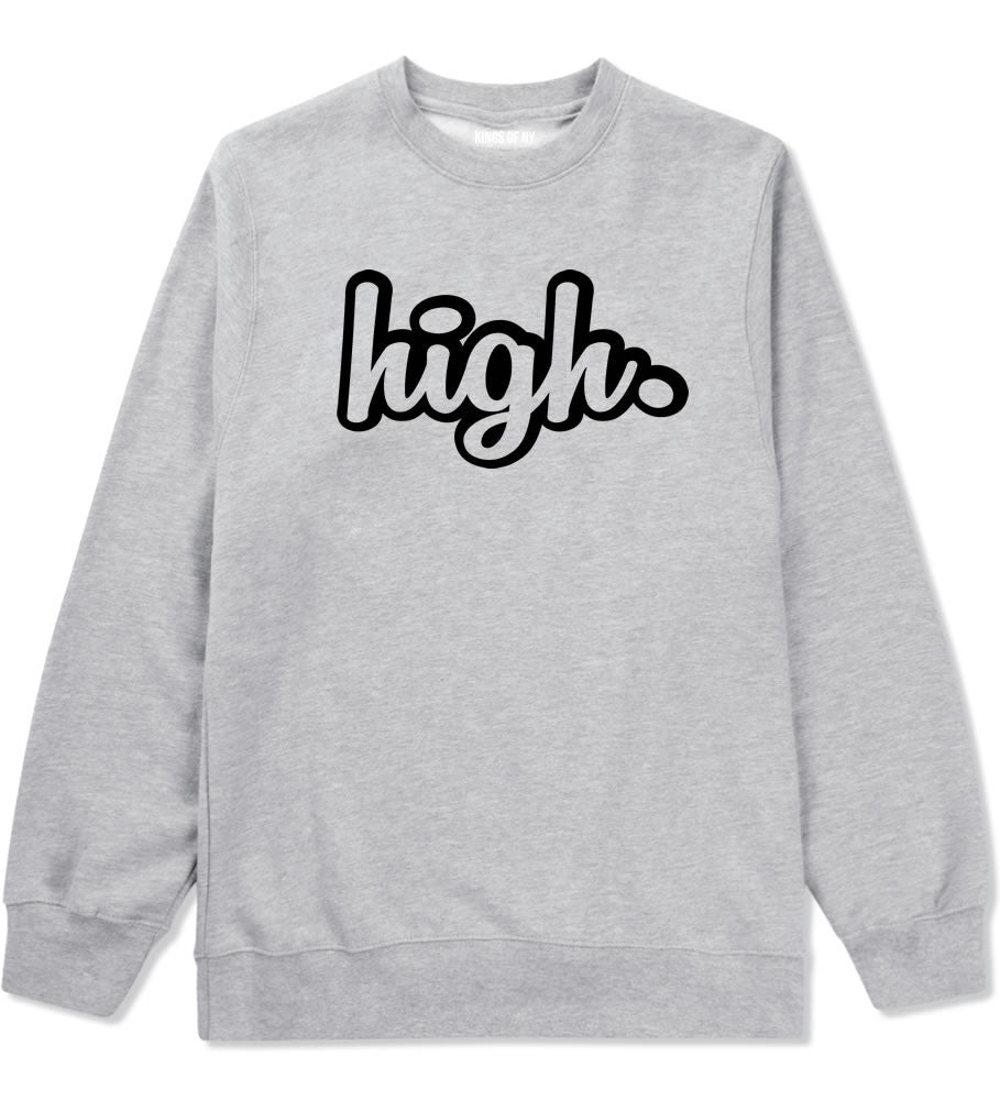 High Weed Faded Dap Smoke Marijuana Boys Kids Crewneck Sweatshirt In Grey by Kings Of NY