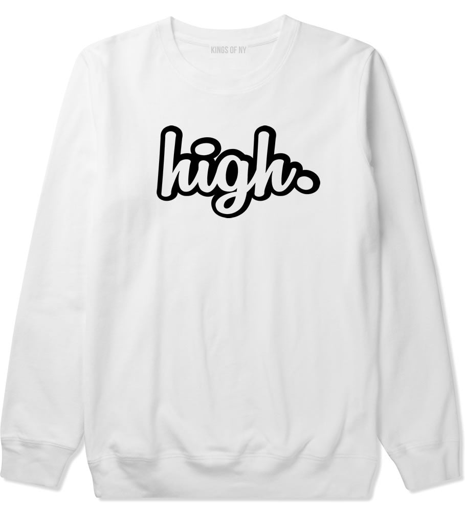 High Weed Faded Dap Smoke Marijuana Crewneck Sweatshirt in White by Kings Of NY
