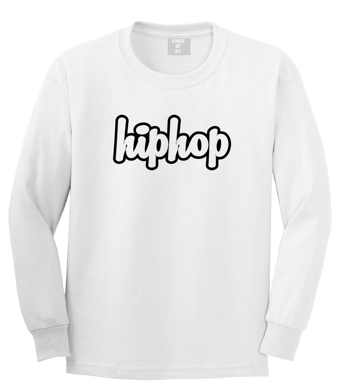 Hiphop Outline Old School Long Sleeve T-Shirt in White By Kings Of NY