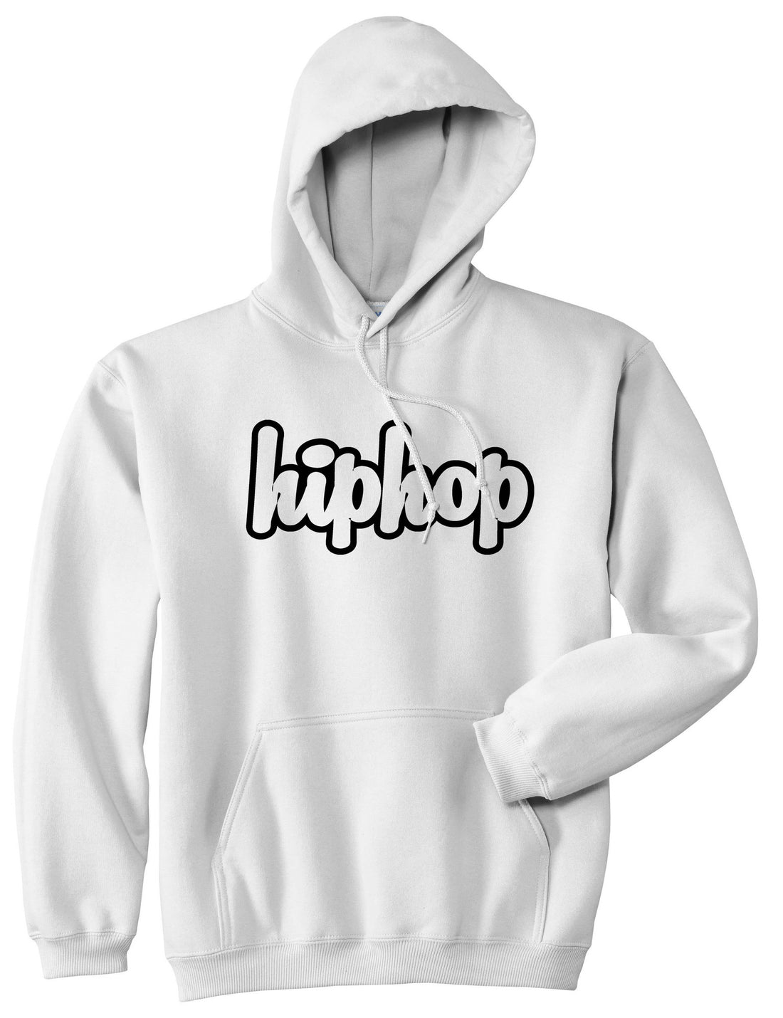 Hiphop Outline Old School Pullover Hoodie in White By Kings Of NY