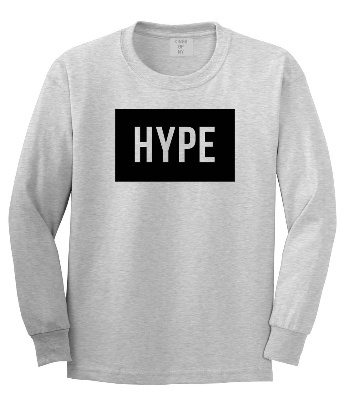 Hype Style Streetwear Brand Logo White by Kings Of NY Long Sleeve T-Shirt In Grey by Kings Of NY