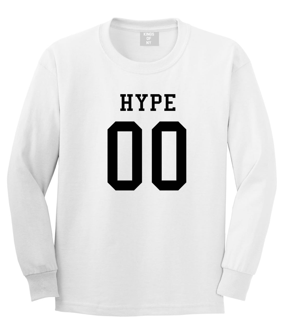 Hype Team Jersey Long Sleeve T-Shirt in White By Kings Of NY