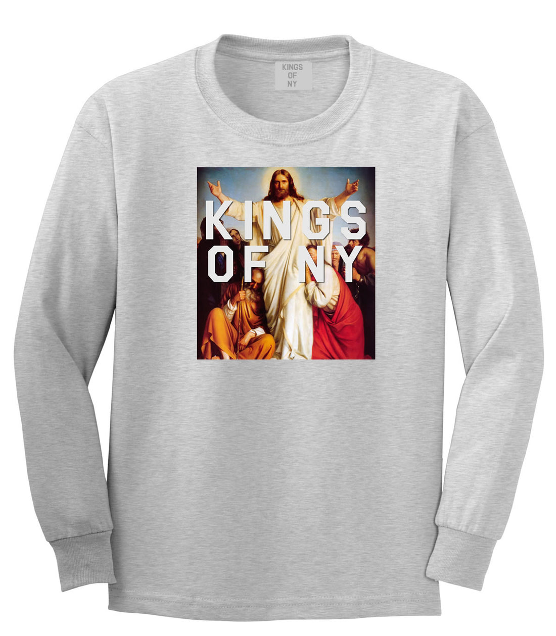 Jesus Worship and Praise of Power Long Sleeve T-Shirt in Grey By Kings Of NY