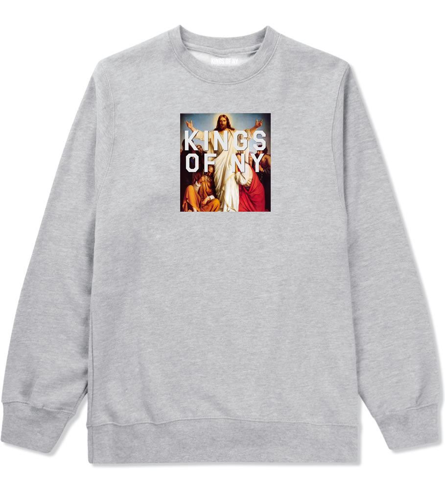 Jesus Worship and Praise of Power Crewneck Sweatshirt in Grey By Kings Of NY