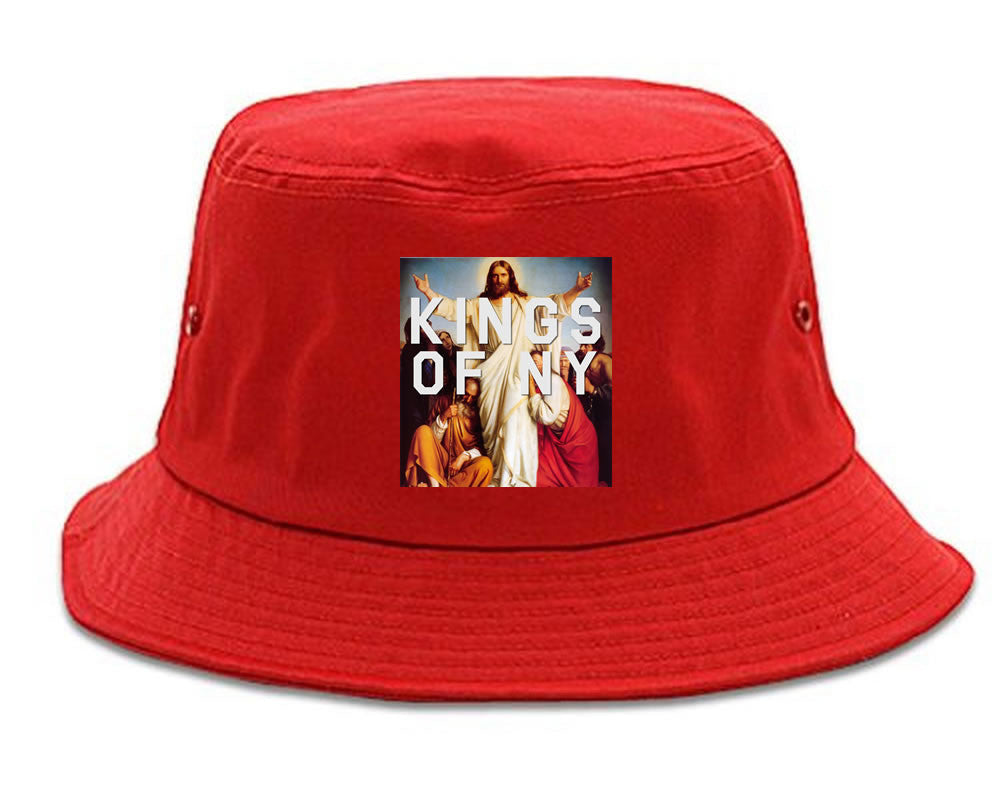 Jesus Worship and Praise of Power Bucket Hat in Red By Kings Of NY