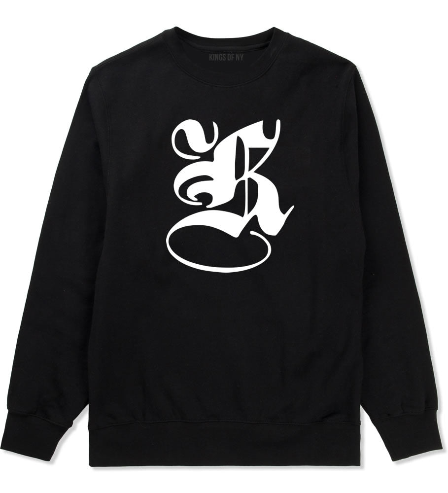 Kings Of NY K Gothic Style Crewneck Sweatshirt in Black