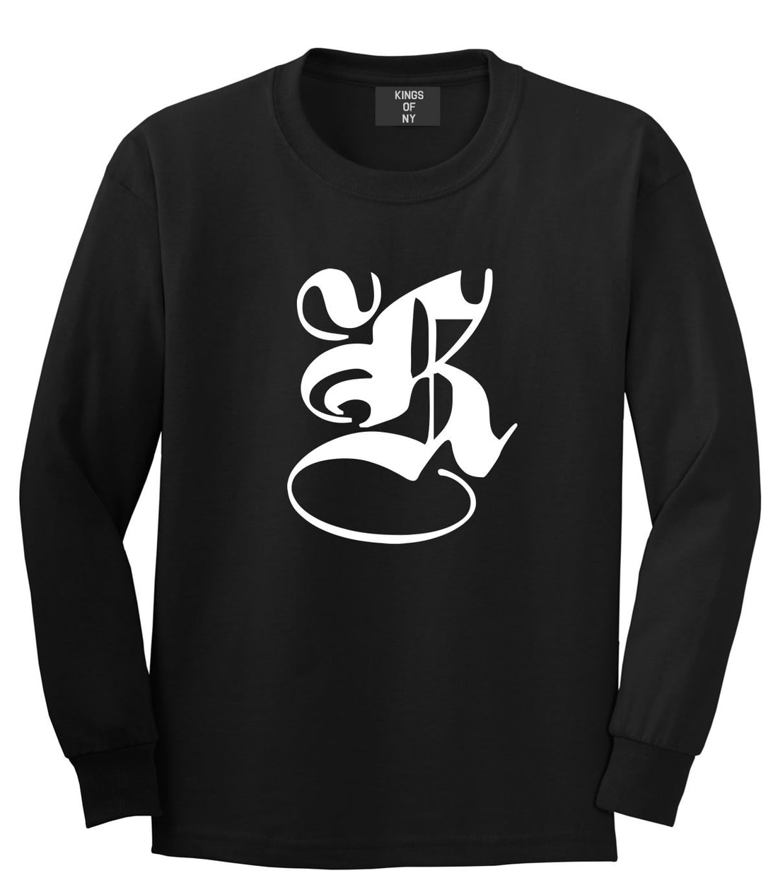 Kings Of NY K Gothic Style Long Sleeve T-Shirt in Black