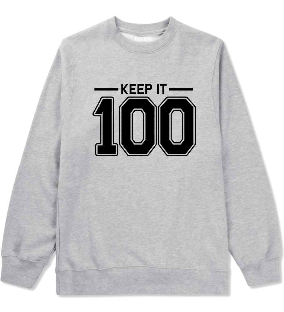 Keep It 100 Crewneck Sweatshirt in Grey by Kings Of NY