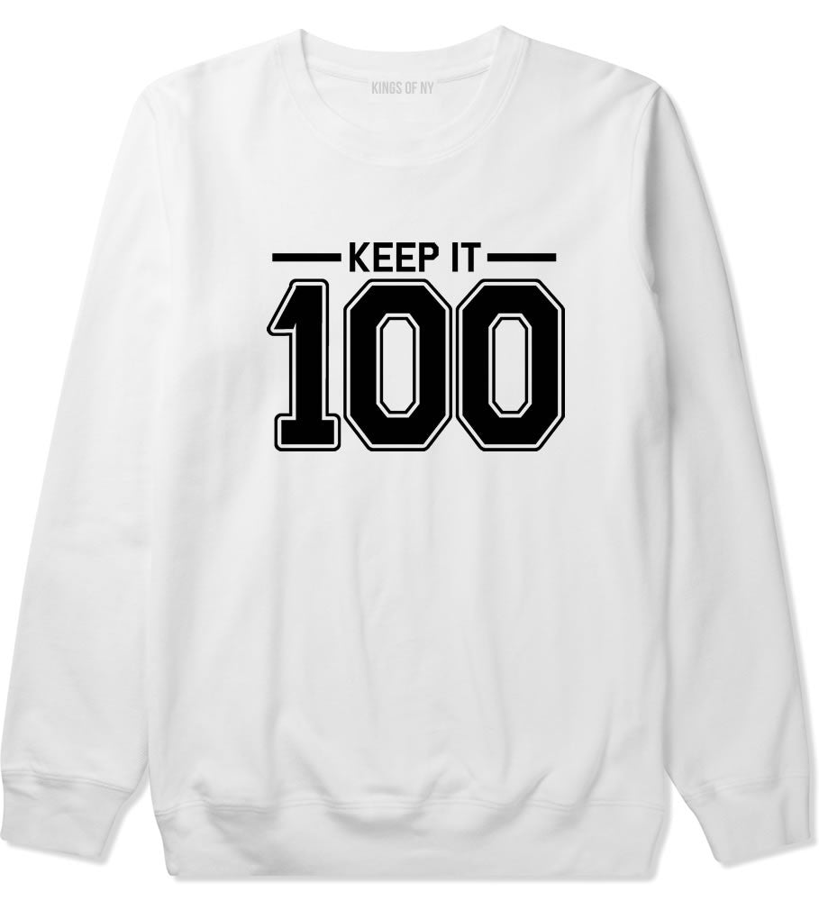Keep It 100 Crewneck Sweatshirt in White by Kings Of NY