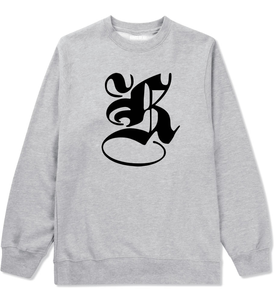 Kings Of NY K Gothic Style Crewneck Sweatshirt in Grey