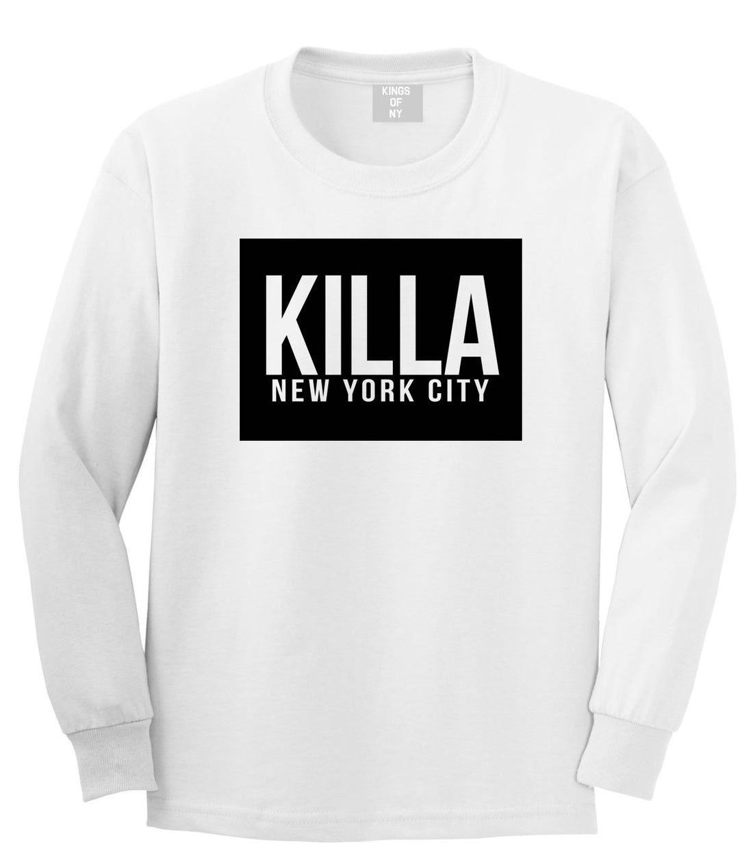 Killa New York City Harlem Long Sleeve T-Shirt in White by Kings Of NY
