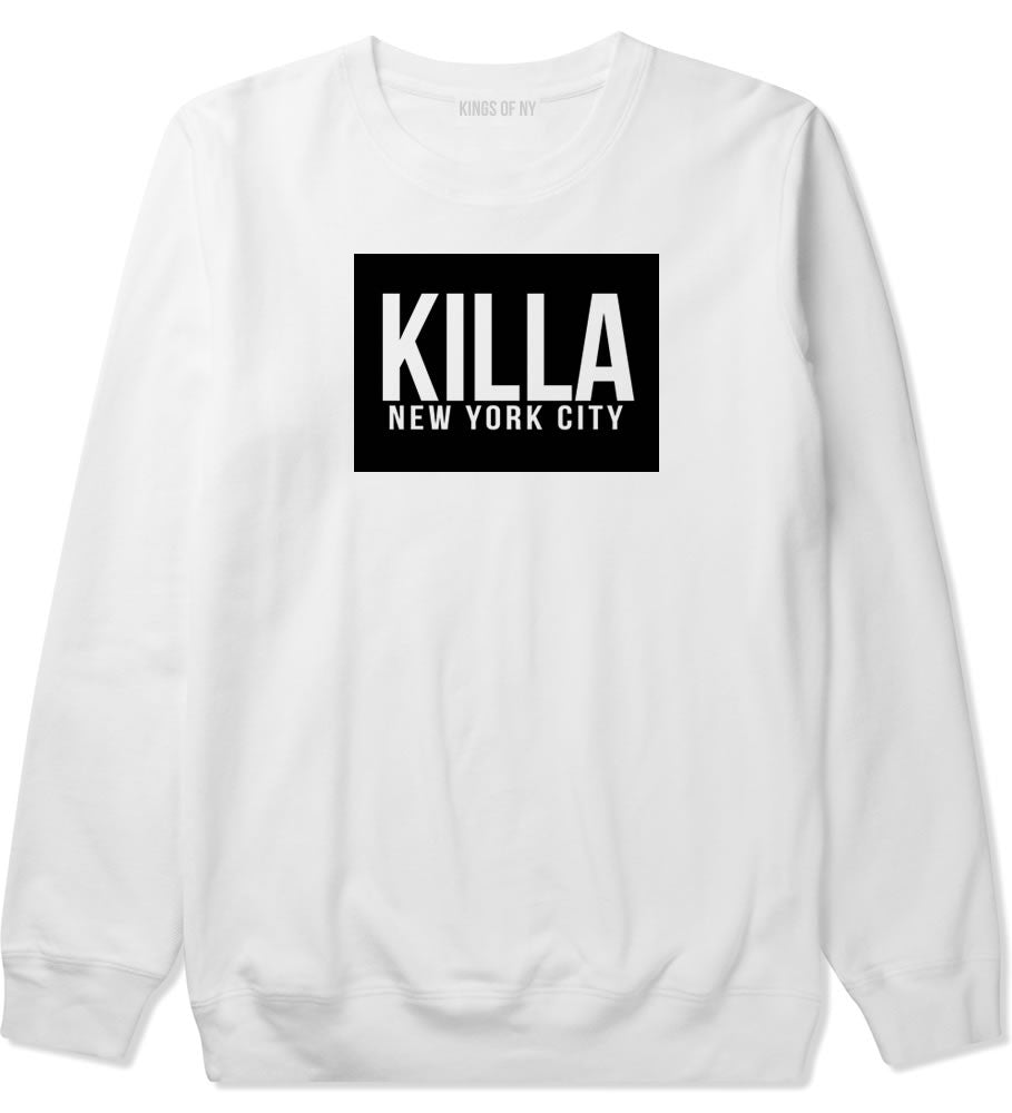 Killa New York City Harlem Boys Kids Crewneck Sweatshirt in White by Kings Of NY