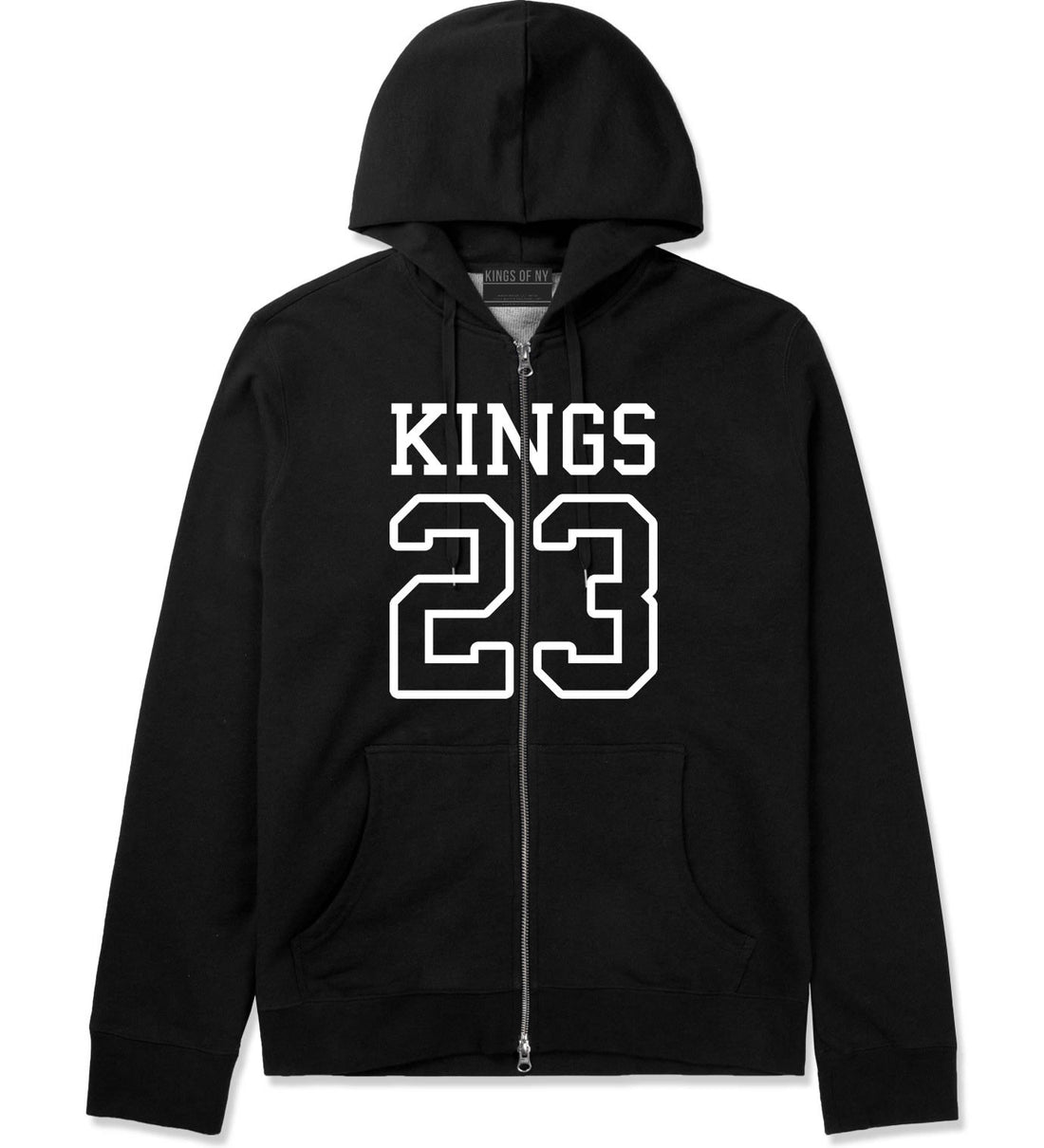 KINGS 23 Jersey Zip Up Hoodie in Black By Kings Of NY