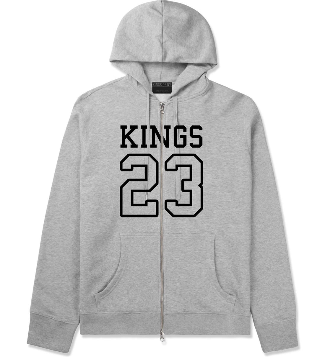 KINGS 23 Jersey Zip Up Hoodie in Grey By Kings Of NY