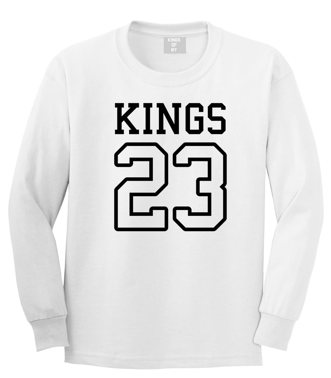 KINGS 23 Jersey Long Sleeve T-Shirt in White By Kings Of NY