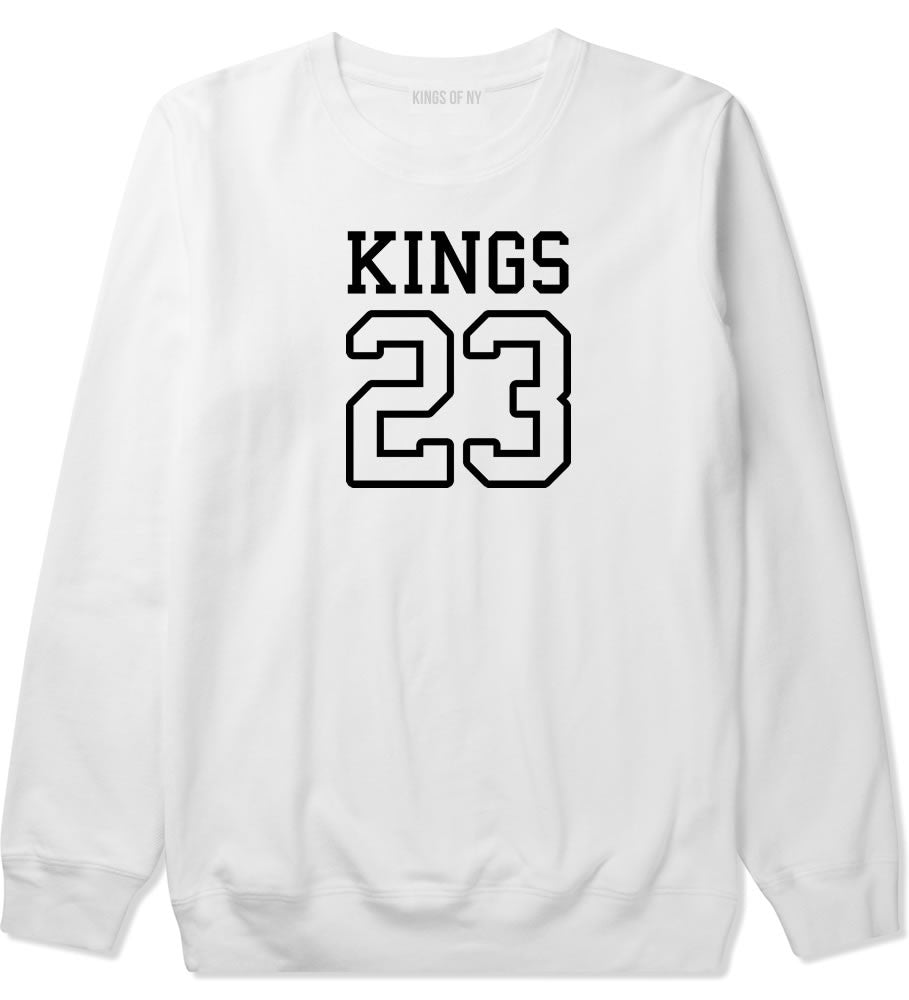 KINGS 23 Jersey Crewneck Sweatshirt in White By Kings Of NY