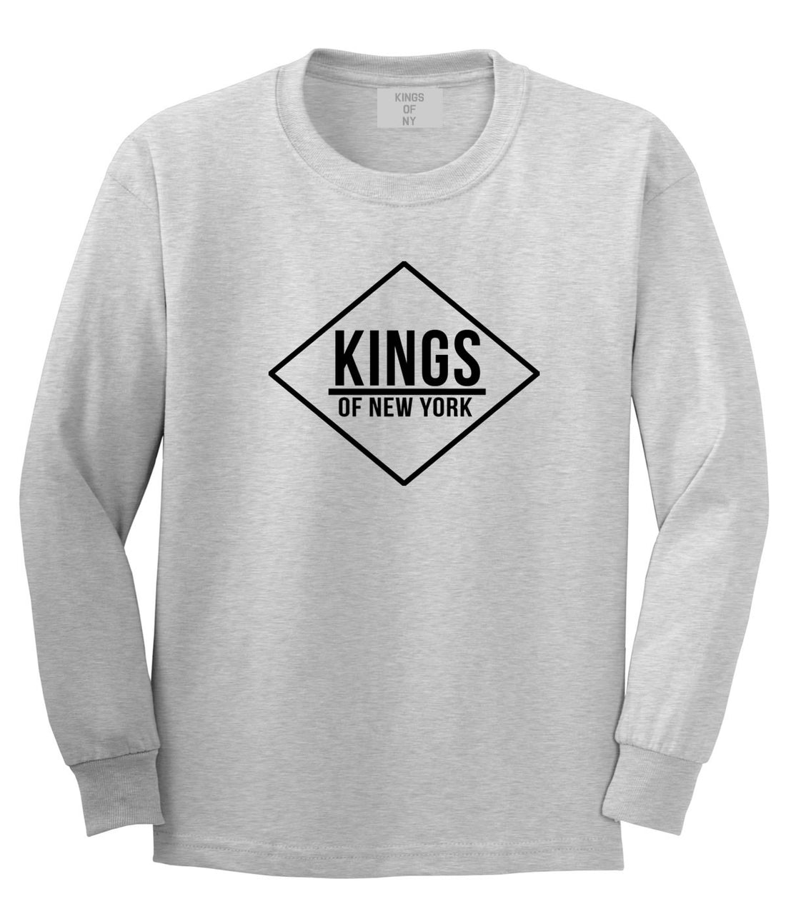 Kings Of NY New York Diamond Logo Long Sleeve T-Shirt in Grey