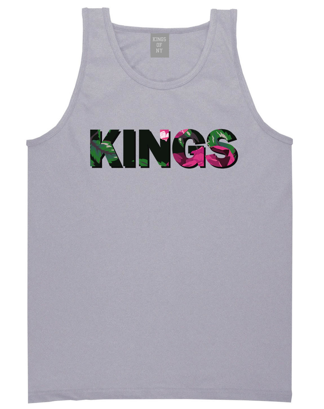 Kings Floral Print Pattern Tank Top in Grey by Kings Of NY