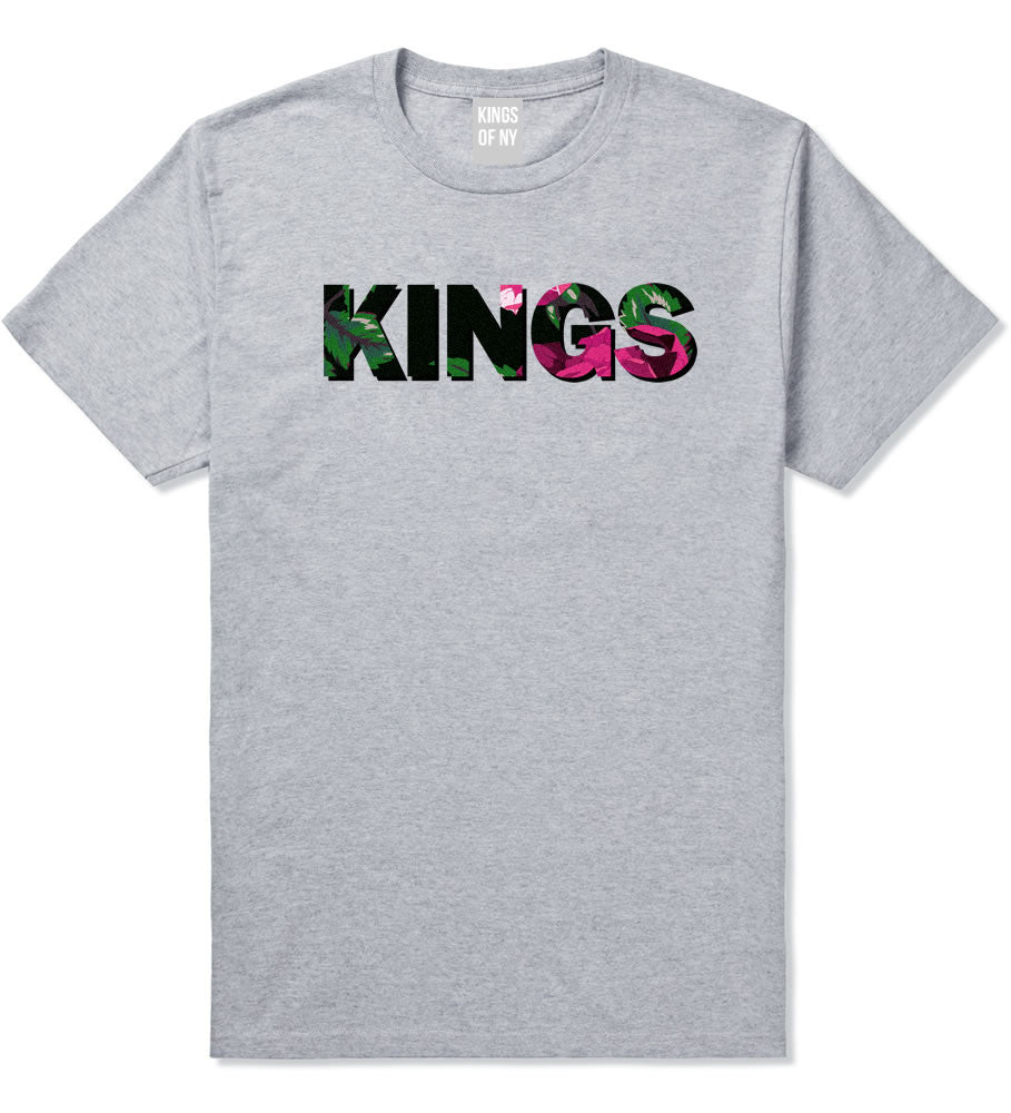 Kings Floral Print Pattern Boys Kids T-Shirt in Grey by Kings Of NY