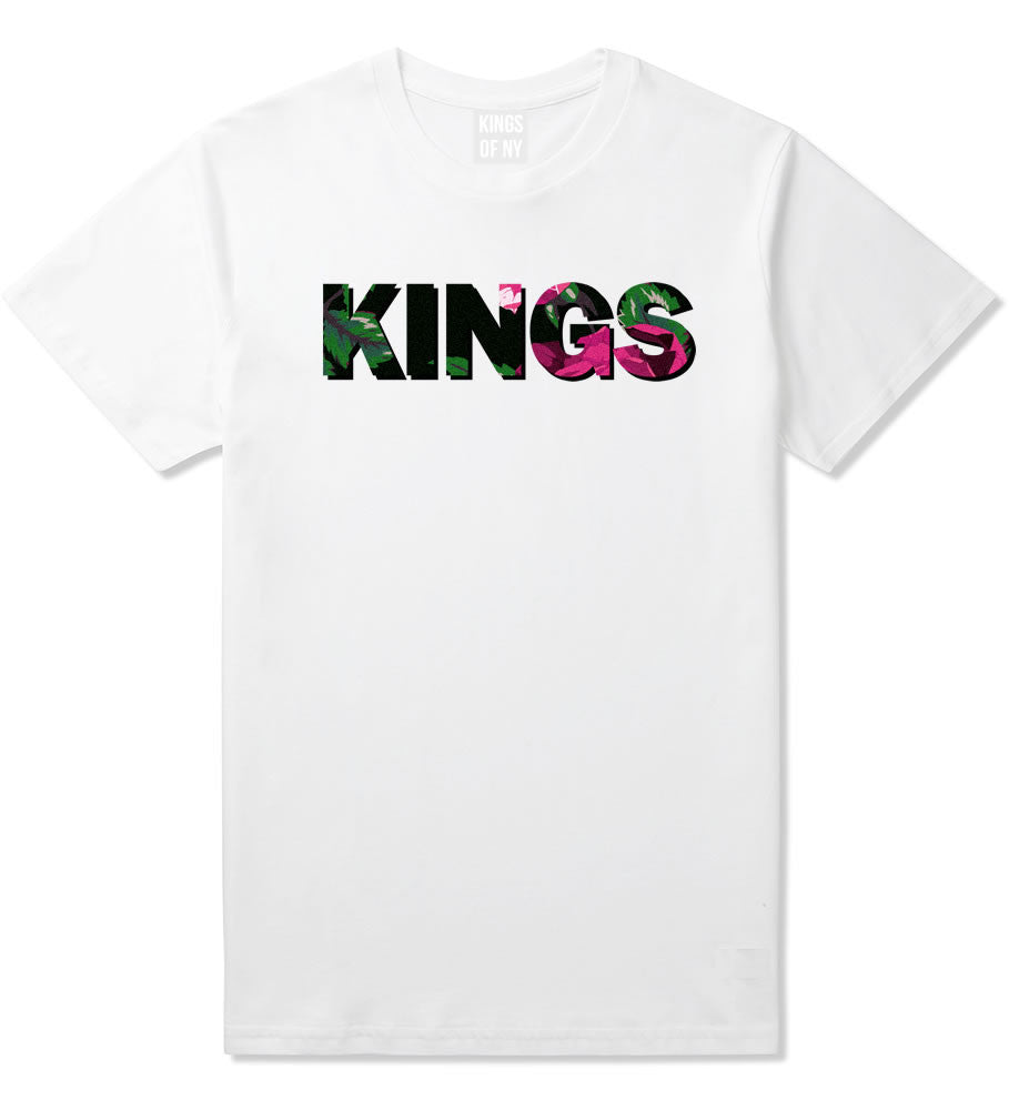 Kings Floral Print Pattern T-Shirt in White by Kings Of NY