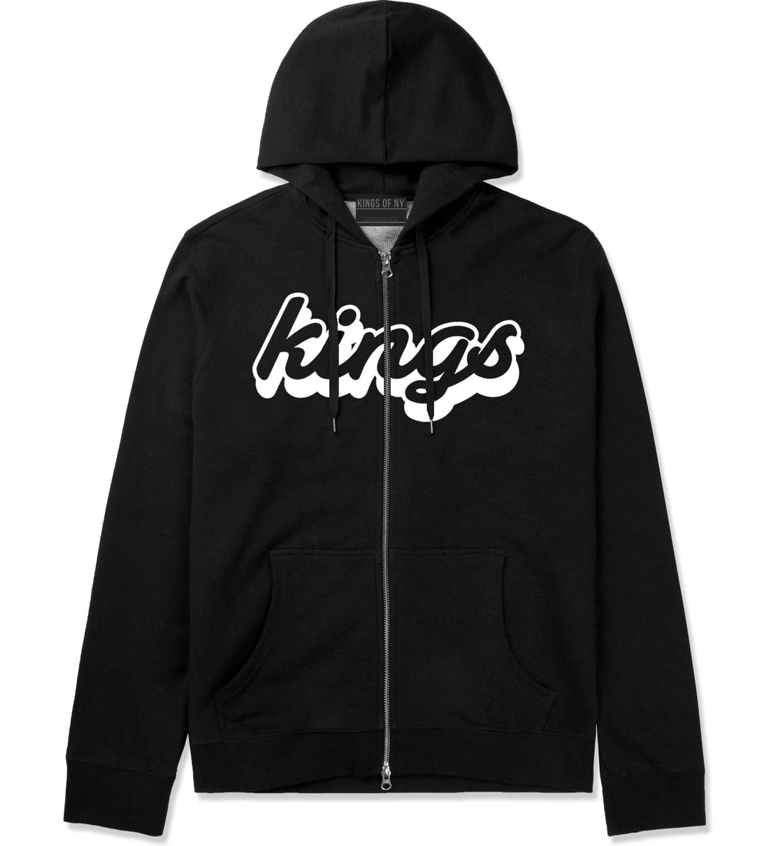 Kings Blue Gradient Logo Zip Up Hoodie in Black By Kings Of NY