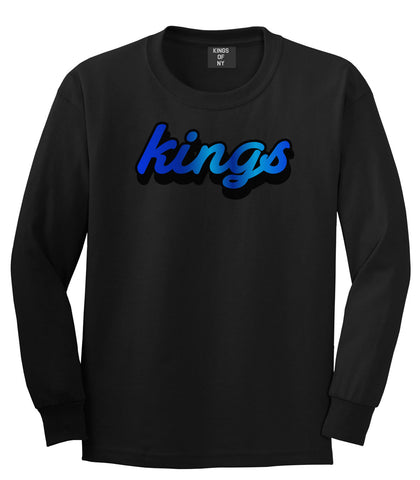 Kings Blue Gradient Logo Long Sleeve T-Shirt in Black By Kings Of NY