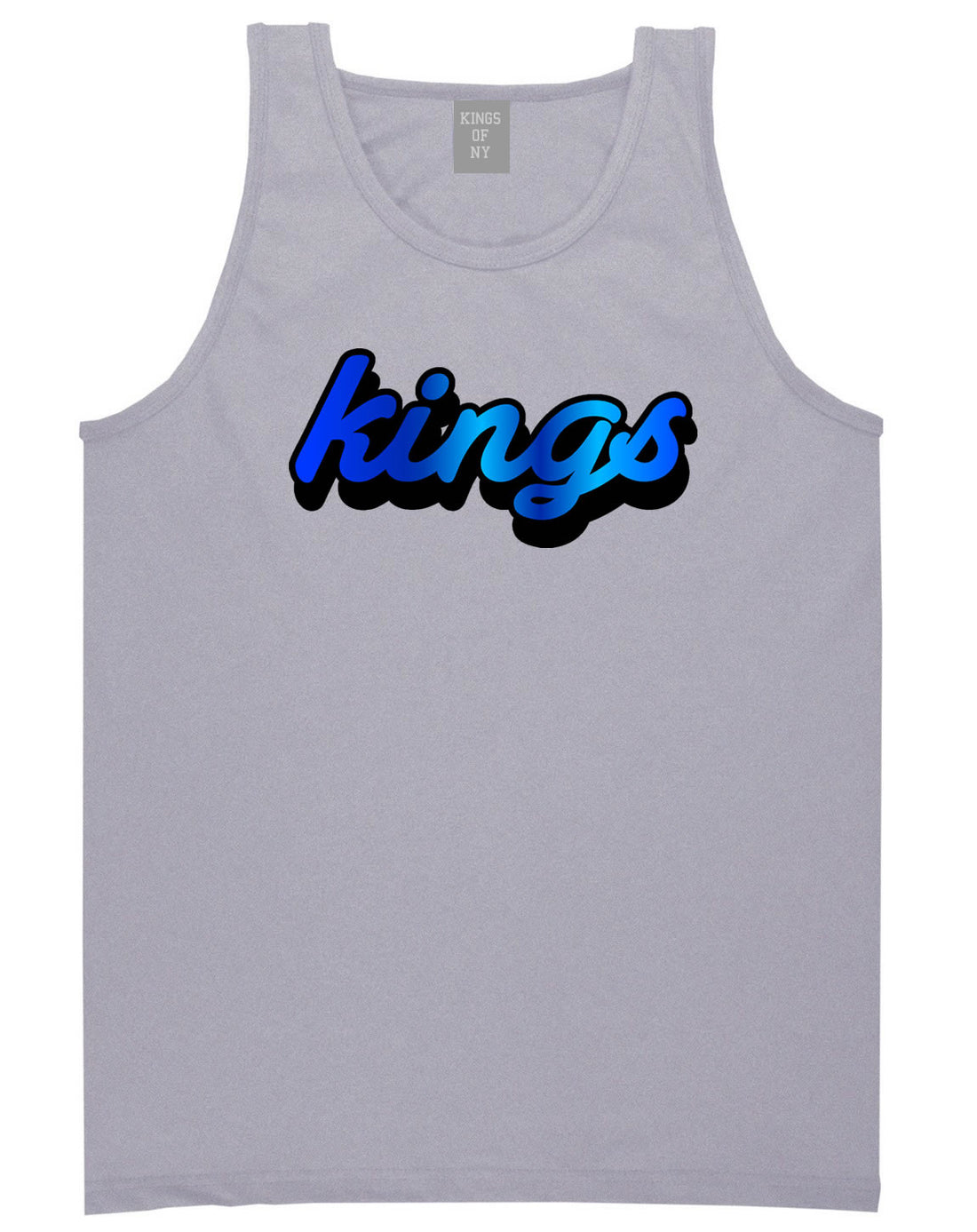Kings Blue Gradient Logo Tank Top in Grey By Kings Of NY