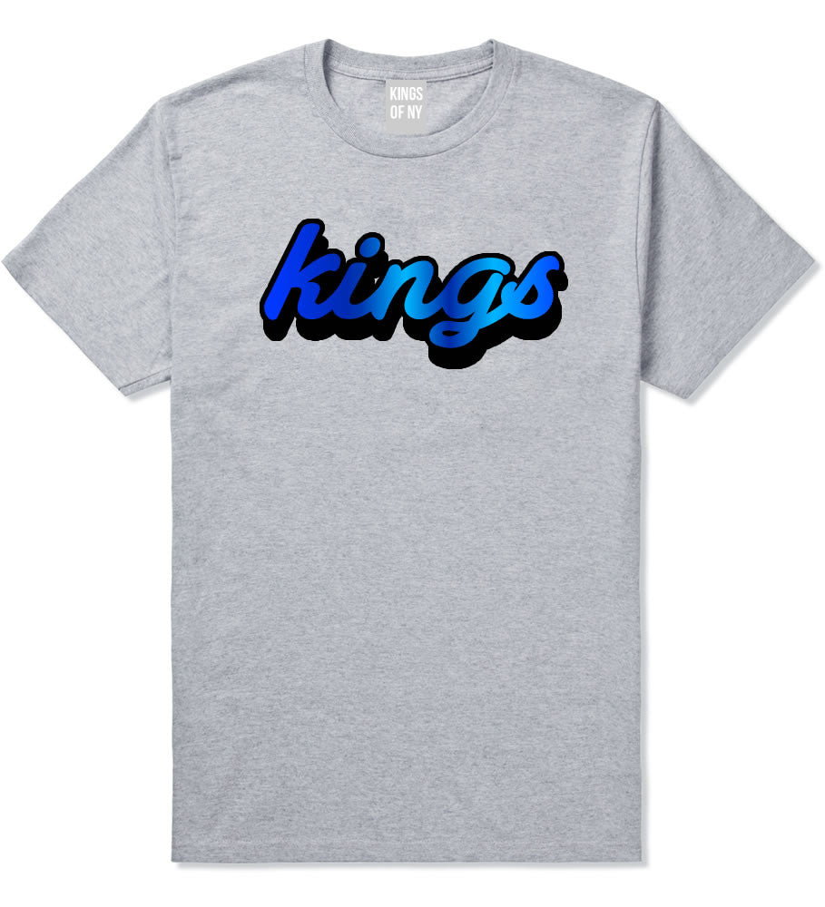 Kings Blue Gradient Logo T-Shirt in Grey By Kings Of NY