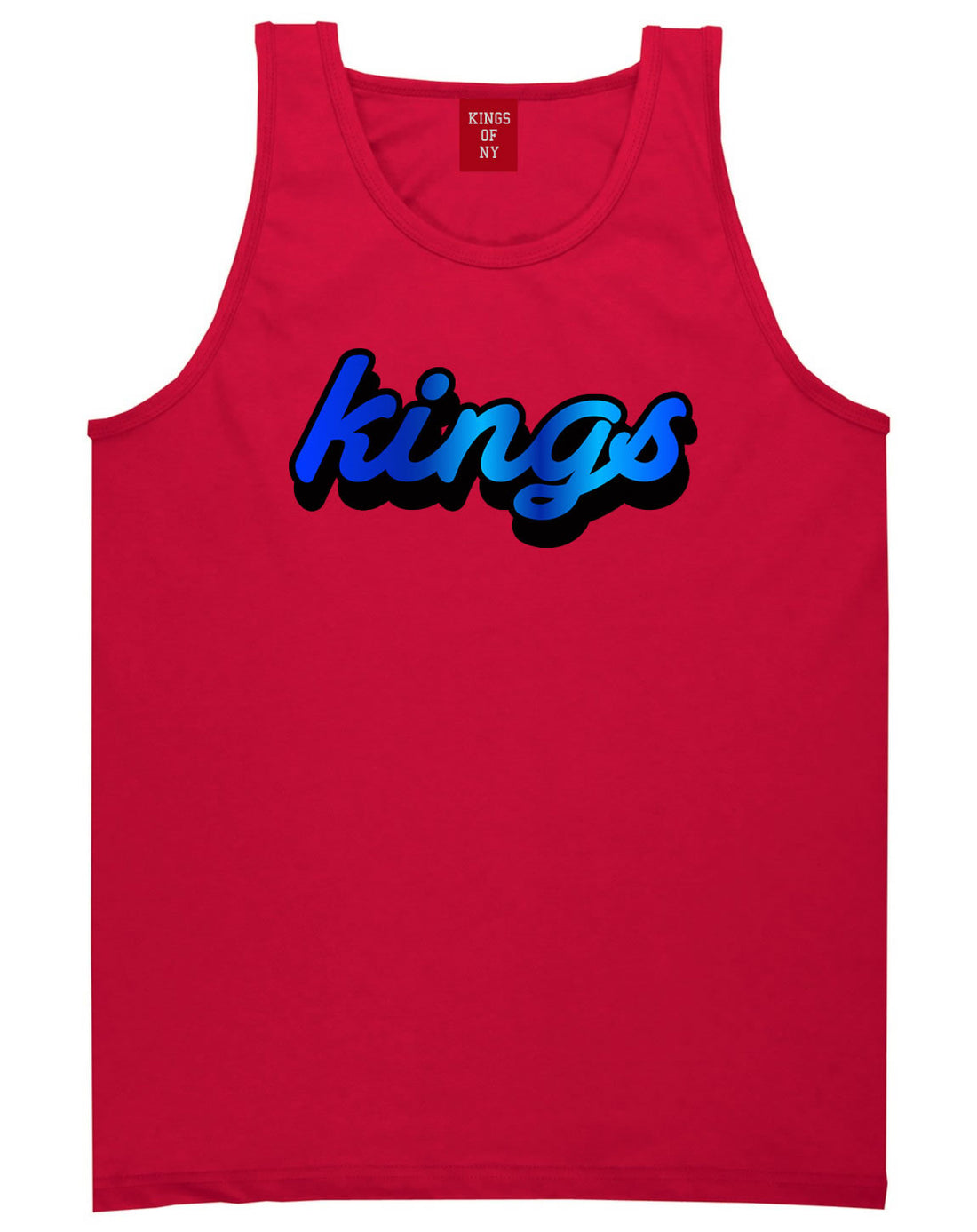 Kings Blue Gradient Logo Tank Top in Red By Kings Of NY