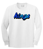 Kings Blue Gradient Logo Long Sleeve T-Shirt in White By Kings Of NY