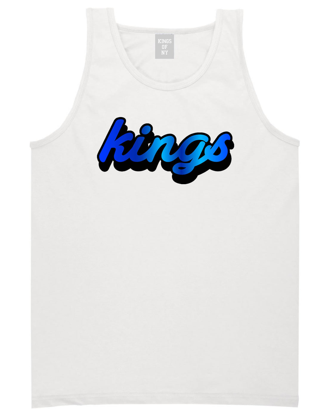 Kings Blue Gradient Logo Tank Top in White By Kings Of NY