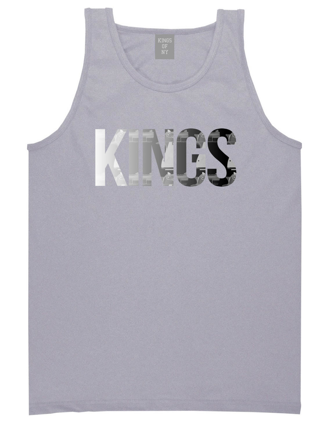 KINGS Gun Pattern Print Tank Top in Grey by Kings Of NY