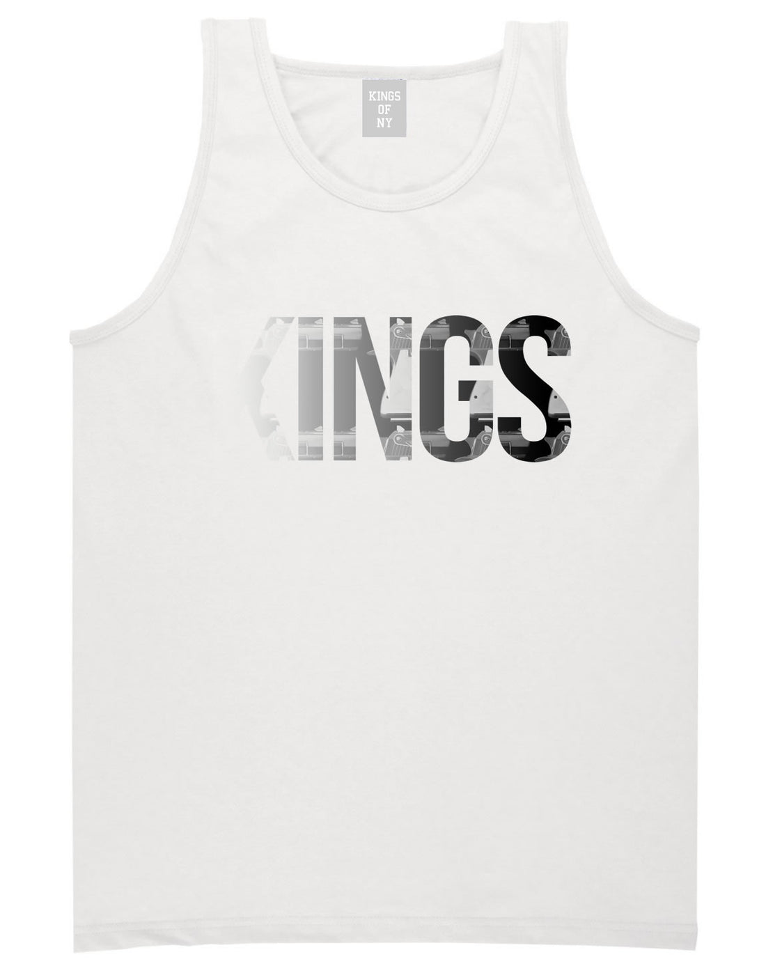 KINGS Gun Pattern Print Tank Top in White by Kings Of NY