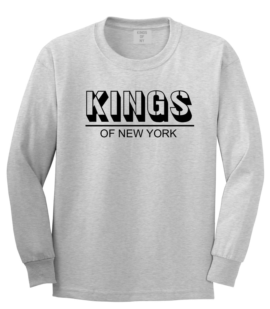 King Branded Block Letters Long Sleeve T-Shirt in Grey by Kings Of NY