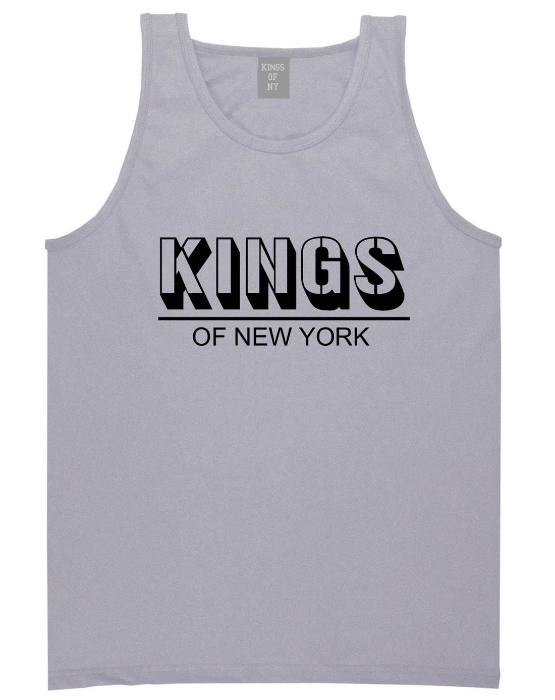 King Branded Block Letters Tank Top in Grey by Kings Of NY