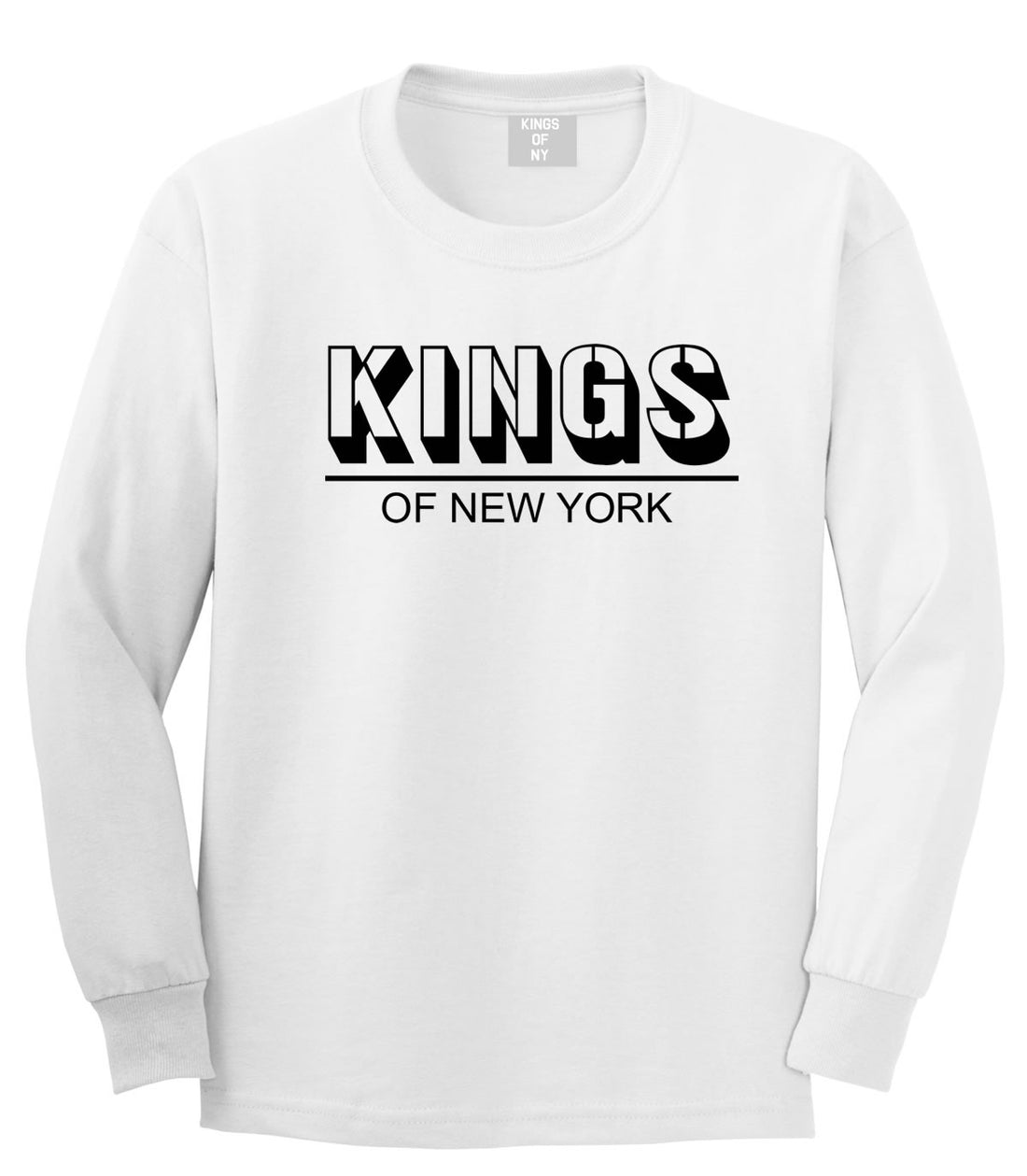 King Branded Block Letters Long Sleeve T-Shirt in White by Kings Of NY