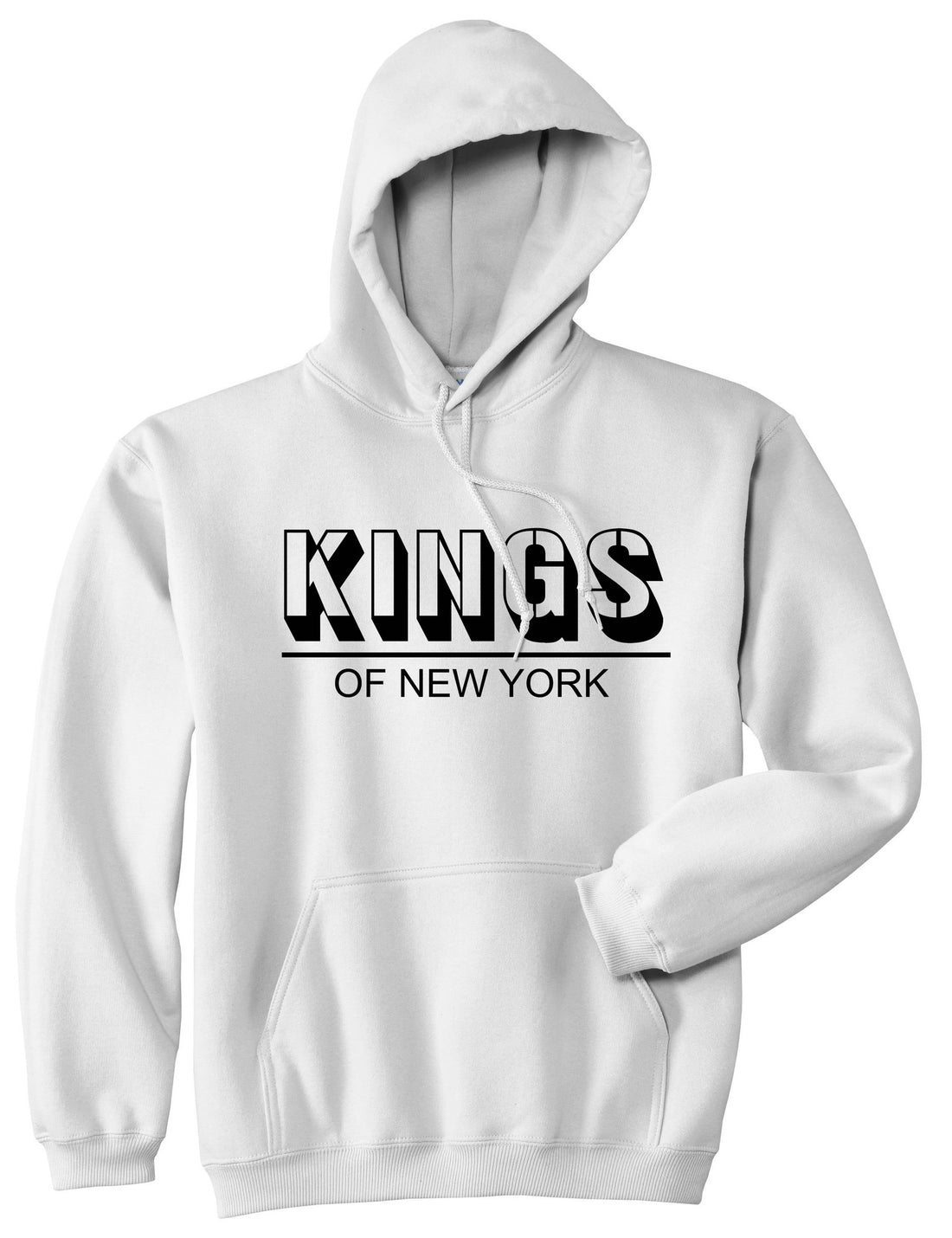 King Branded Block Letters Pullover Hoodie Hoody in White by Kings Of NY