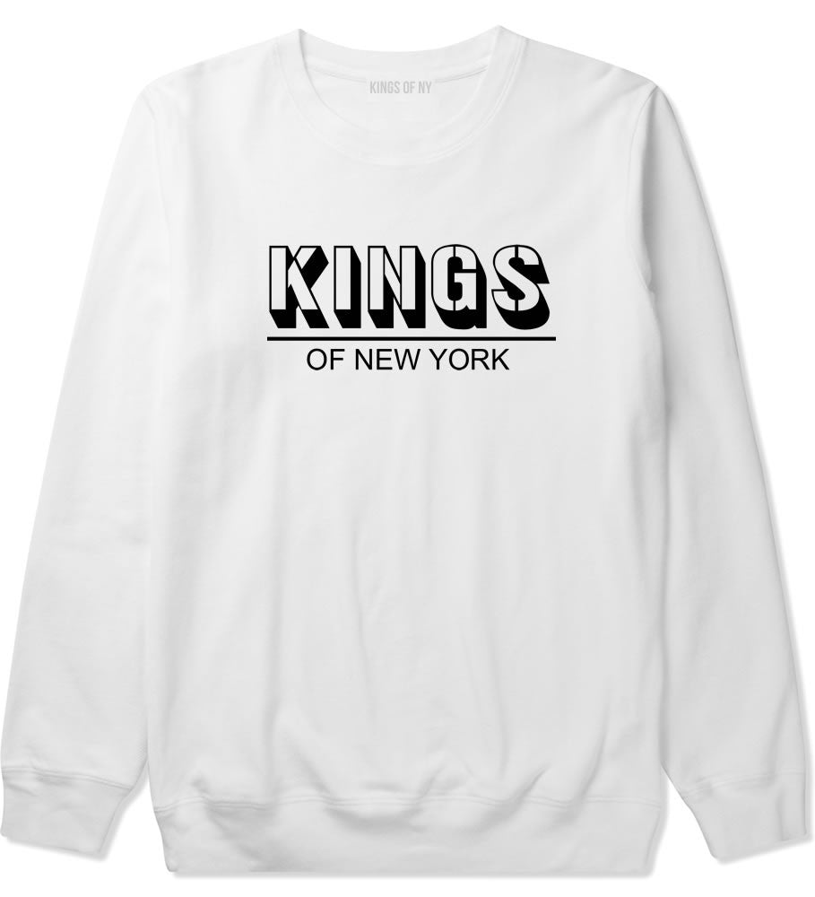 King Branded Block Letters Crewneck Sweatshirt in White by Kings Of NY